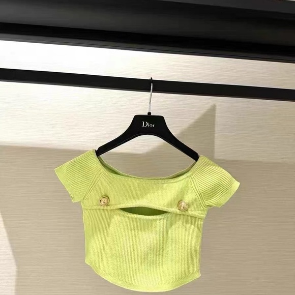Balmain Tops - Authentic Balmain Women's Light Green Crop Top